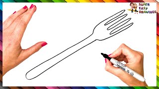 How To Draw A Fork Step By Step 🍴 Fork Drawing Easy