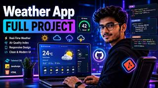 Weather App with AQI | HTML Tailwind JS + GitHub | Full Project