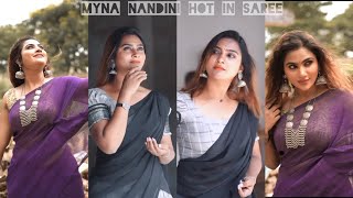 Myna Nandini hot in saree ❤️ | Tamil serial actress hot navel ❤️ | Bigboss fame hot | #mynanandhini