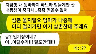 나 서울대에 합격시키기 위해 애쓴 여동생이 5살 조카를 남기고 세상을 떠났을 때, 조카의 일기장을 보고 여동생의 관뚜껑을 열어버렸습니다.