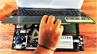 How to Disassemble a Laptop Acer Aspire E15 Series E5 Upgrade RAM HDD Cleaning Cooling Fan