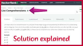 List Comprehension | Hackerrank Solution | Python | In Hindi