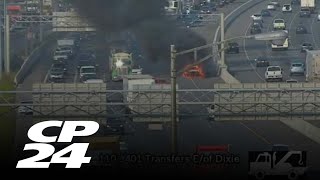 Vehicle fire at Eastbound 401 express past Dixie