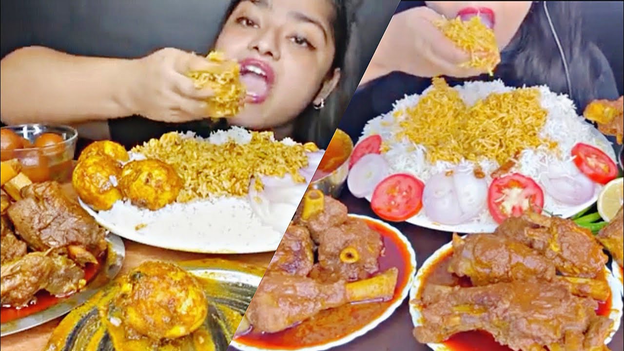 Asmr Eating Spicyрџ ґрџ ґрџґµchicken Curry Mutton Curry With Rice Eggs Curry