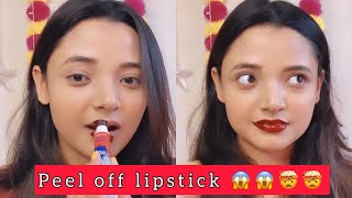 I tried peel off lipstick for the first time 🤯😱😭 OMG shocking result #shorts #ashortaday