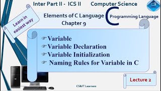 C Language |Ch9 |Variable |Variable Declaration |Variable Initialization |Rules for Naming Variable