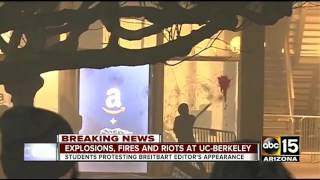 UC Berkeley students protesting conservative speaker