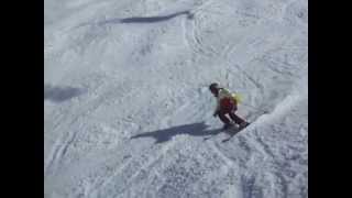 Abi skiing into Race Gully - Mt Hotham 2