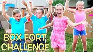 BOX FORT CHALLENGE! Girls VS Boys! Teams Race to Build the Best Box Fort!
