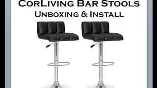 CorLiving Bar Stools Low Back, Adjustable \u0026 Leatherette B-607-UPD