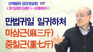 [금강경살림 107]왜 깨달으려 하는가? 만법귀일 일귀하처, 마삼근, 중칠근[30-4 일합이상분]