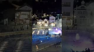 湯畑 草津温泉 (夜)　②　湯けむり\u0026ライトアップ　2023.12.9