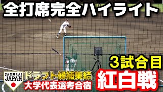 侍ジャパン 大学代表選考合宿 紅白戦 3試合目　全打席完全ハイライト　プロ注目好投手、好打者たちが侍ジャパン最終メンバーへ向けアピール　　2024.6.22　大学野球　プロ野球の