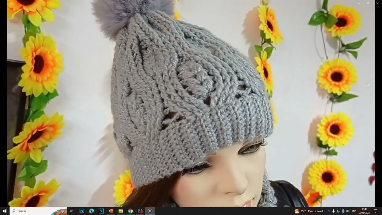 PARTE 1 Como Tejer El Gorro N° 52 A Crochet En Punto Espiga Y Relieves ...