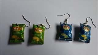 Handmade Jewelry - Paper Earrings - Lays Chips (Not Tutorial)