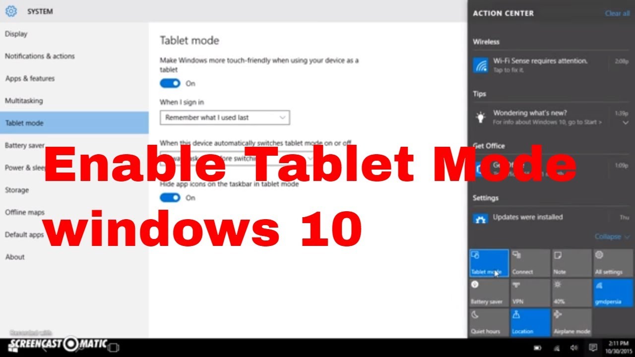 How To Activate (Enable) Tablet Mode | Access Tablet Mode - YouTube