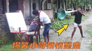 爆笑恶作剧：调皮小哥悄悄敲盆子，把路人整得防不胜防