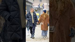 #IlaryBlasi e #BastianMuller: passeggiata per le strade innevate di #StMoritz