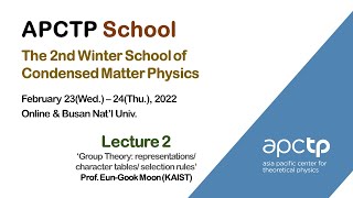 [APCTP School] Group Theory: representations/ character tables/ selection rules