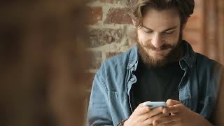 Happy Man Sending Text Message Stock Video