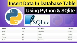 Inserting Data into Table | Python SQLite Tutorial | Insert Data into Database Table using Python