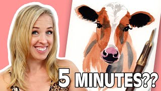 5 Minute Watercolor Cow Painting Tutorial
