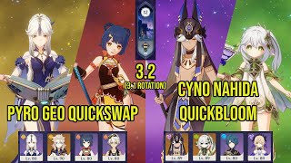 (F2P) PYRO GEO Quickswap \u0026 C0 CYNO NAHIDA Quickbloom | 3.2 Spiral Abyss Floor 12 | Genshin Impact