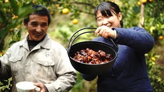 90後農村姑娘心靈手巧，五花肉做出新花樣，老父親吃著碗裡還看著鍋裡【小萍子和小萍子】