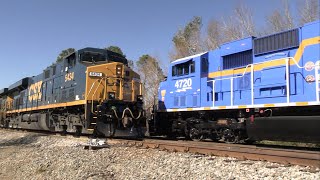 CSX L743-01 \u0026 L738-02 meet at Upton siding in Douglas, GA 2/2/25