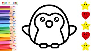 Como dibujar un PINGUINO KAWAII | dibujos para niños 💓⭐ How to draw a CUTE PENGUIN | drawings kids
