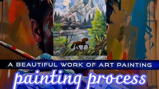 How to Paint a Horse under a snowy mountain in winter, using spray paint