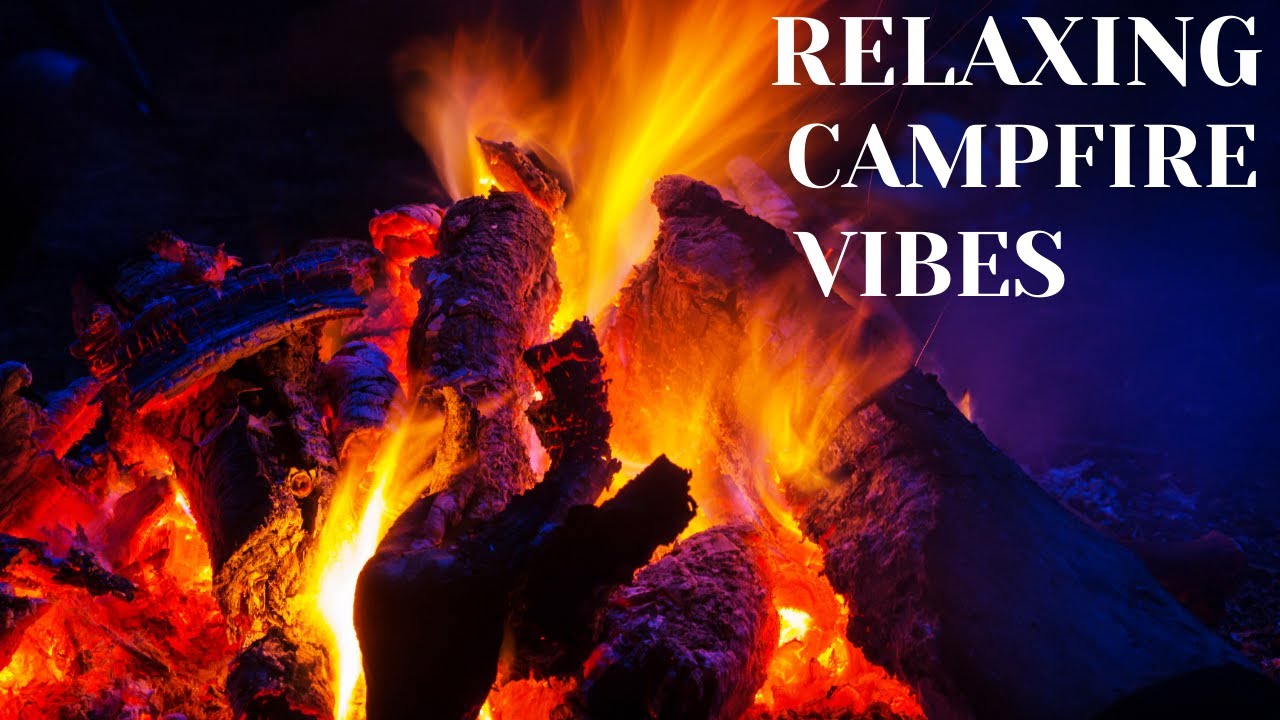 Campfire Night Sounds | Cozy Fireplace And Crackling Sounds For Stress ...