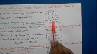 Compiler Design: Optimization of Basic Blocks/ Transformations of Basic Blocks