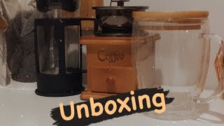 Unboxing Gifts🎁|Glass Cafetiere|Coffee Grinder| Double Wall Insulated Glass Mug|HomeCafe|Arian SJ