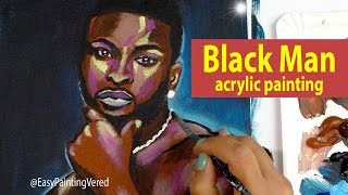 How to paint a BLACK MAN | Easy Acrylic Painting | African Art