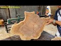Woodworking Masterpiece With Strange Tree Stump  A Sturdy Wooden Table For The Garden To Look New