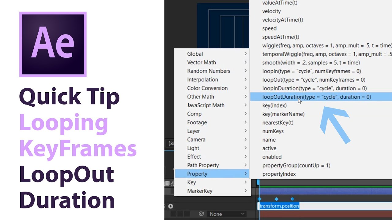 How To Loop Key Frames In Adobe After Effects - Loop Out Duration ...