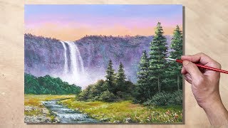 Acrylic Painting Waterfall Landscape