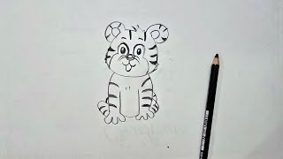 How to Draw Baby Tiger | Easy Tiger Drawing For Kids