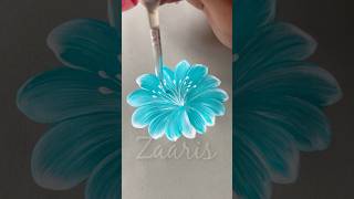 🩵🤍🎨Simple BLUE flower painting using a round brush and acrylic🎨 #flowerpainting #shorts #art