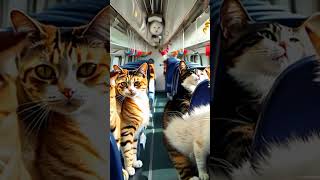 AI猫🐈たち電車で旅行②​⁠​⁠  @amada-870 ​⁠ ​⁠#cat #aimovie #ai #ねこ #猫動画 #猫 #ねこ動画 #電車 #train