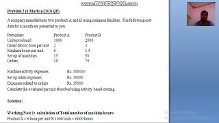 ABC costing problem 3 (6 marks)