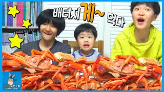 먹방 배터지게 대게 홍게 먹다 ♡ 로기 미니 또히 게 먹방 도전기 Red Snow King Crab Eating | 말이야와친구들 MariAndFriends