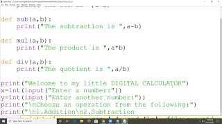 Menu driven program to call functions