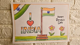 Republic day drawing easy | How to make Republic drawing with poster colour | 26th January drawing