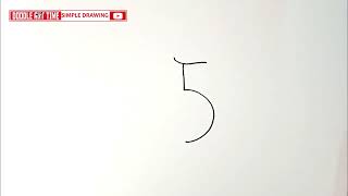 5 Number into Seahorse Drawing Easy Step by Step
