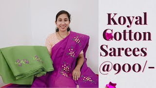 Koyal Cotton Hand Embroidered Sarees For Daily Wear | Budgeted Sarees  Collections