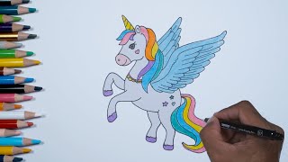 Menggambar dan Mewarnai Unicorn Mudah | How to easy Draw Unicorn