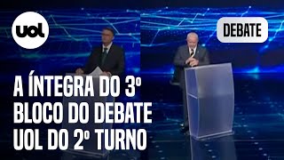 Debate UOL: Veja a íntegra do terceiro bloco de Lula x Bolsonaro no debate do segundo turno
