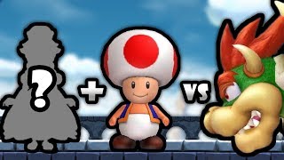 Pink Gold Peachette & Red Toad Vs All Bosses + Final Boss In New Super Mario Bros U Deluxe